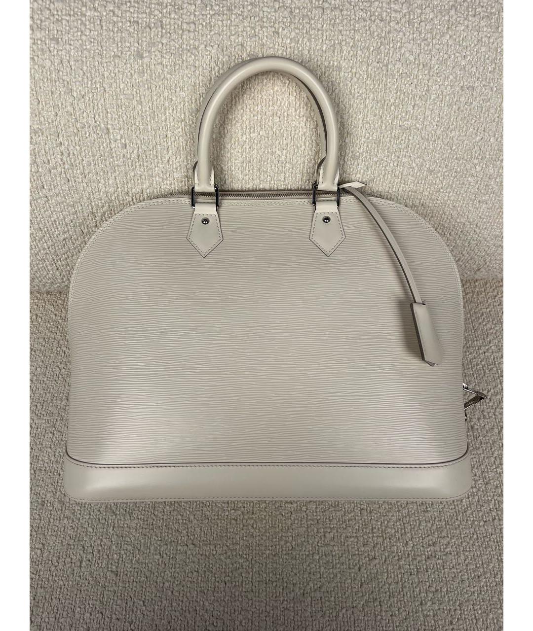 LOUIS VUITTON Белая кожаная сумка с короткими ручками, фото 9