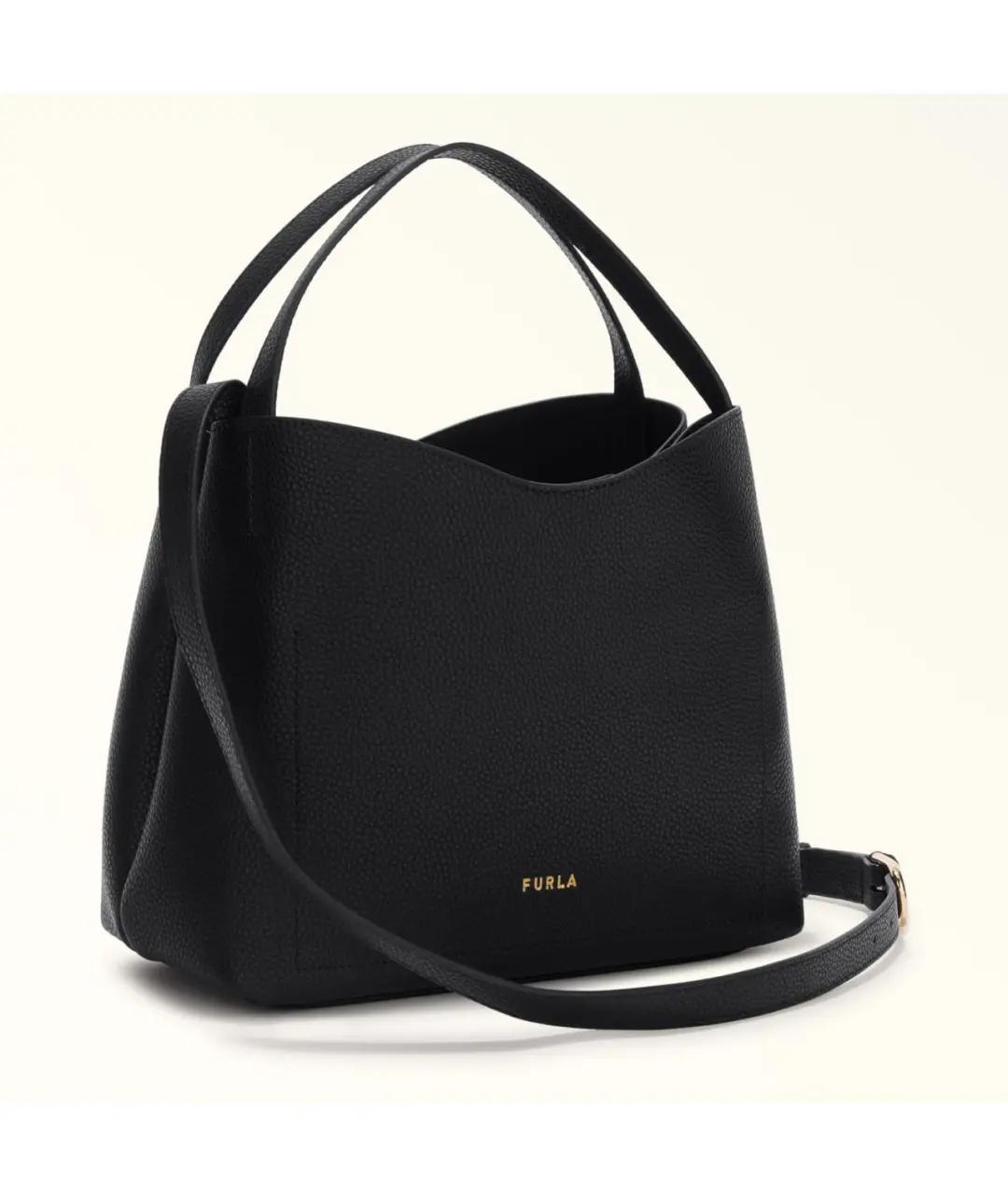 FURLA Черная кожаная сумка с короткими ручками, фото 2