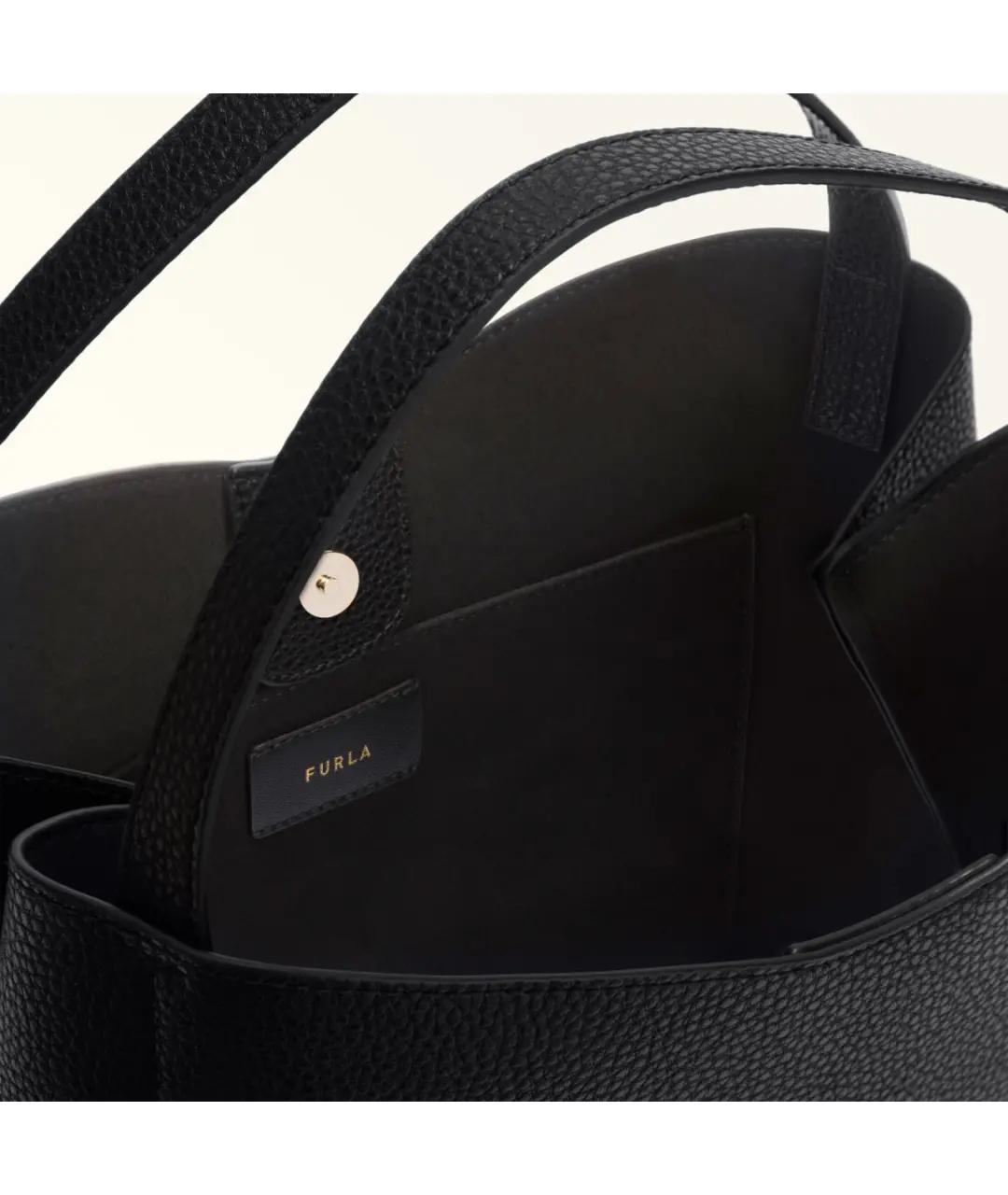 FURLA Черная кожаная сумка с короткими ручками, фото 4