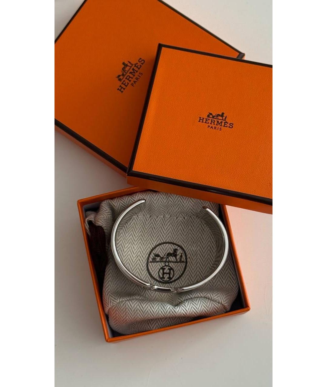 HERMES Серебрянный металлический браслет, фото 2