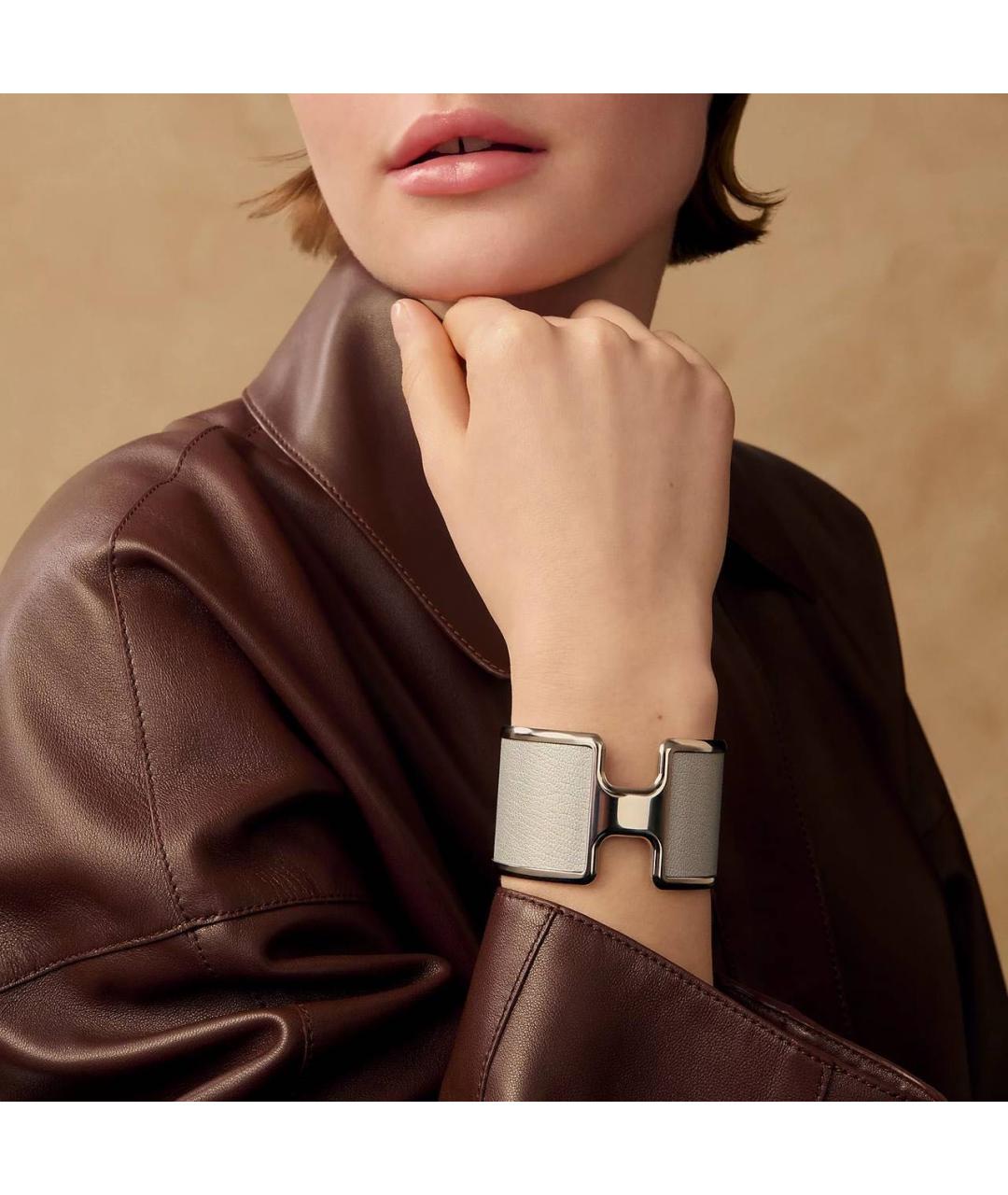 HERMES Серебрянный металлический браслет, фото 5