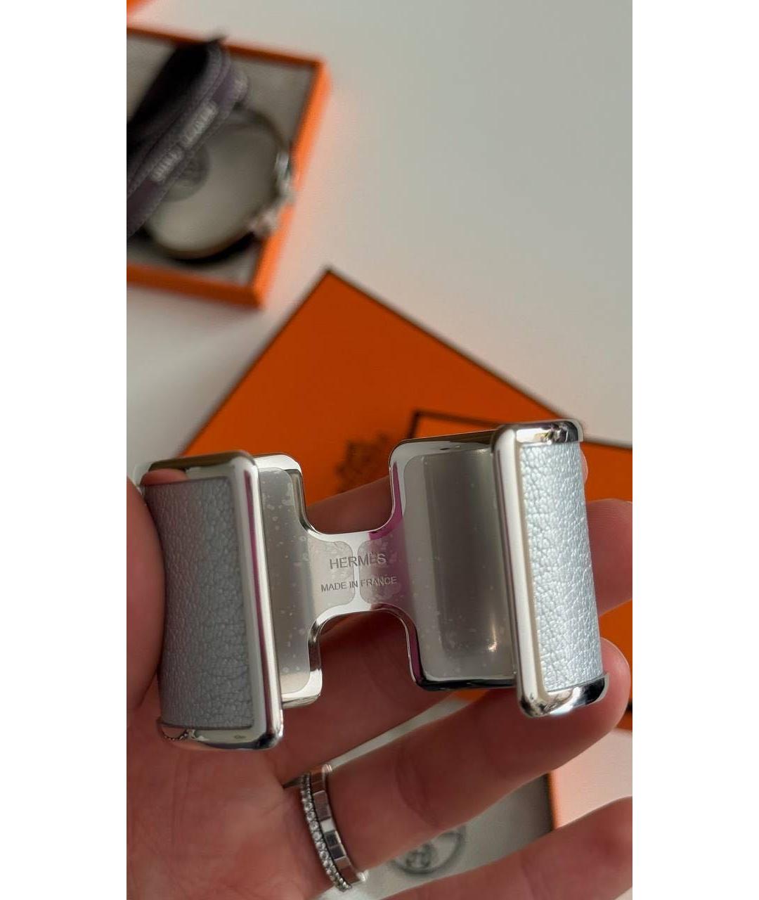 HERMES Серебрянный металлический браслет, фото 3