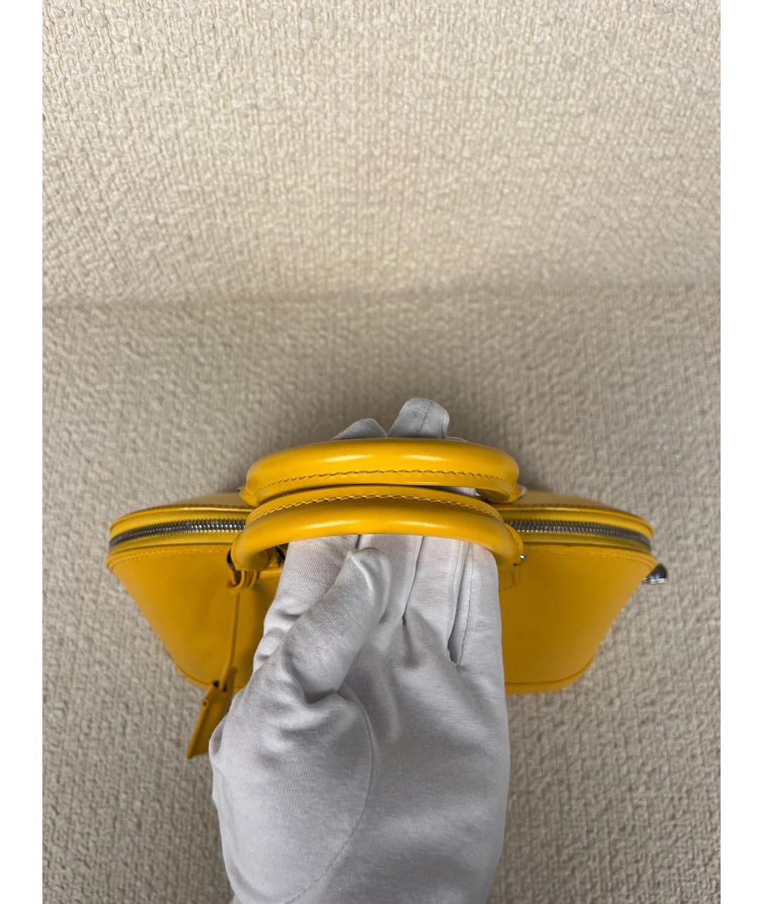 LOUIS VUITTON Горчичная кожаная сумка с короткими ручками, фото 7