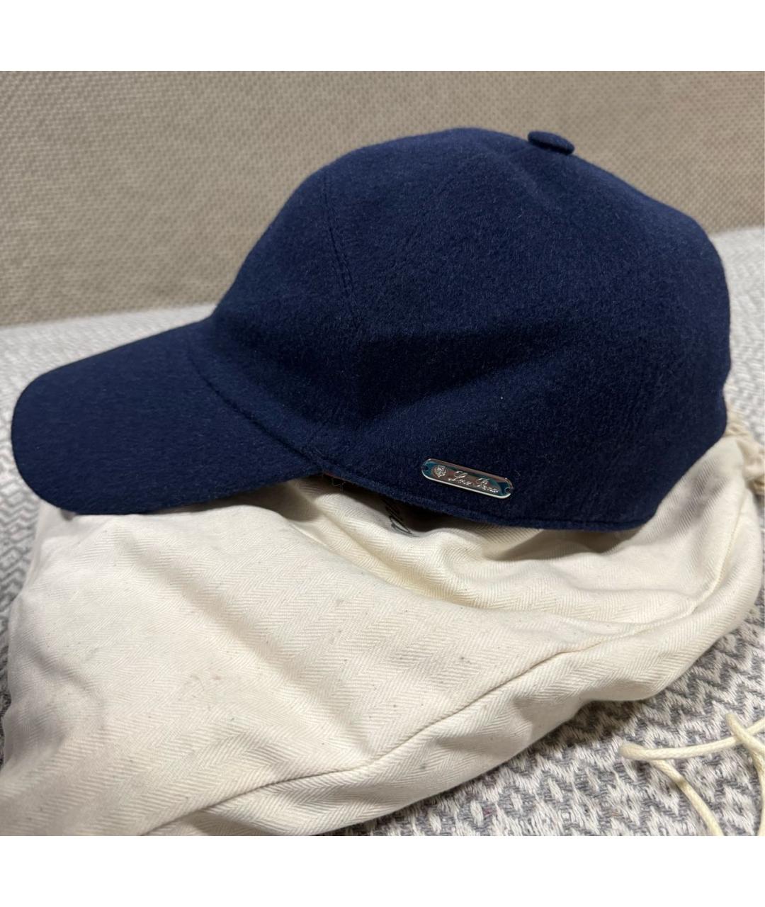 LORO PIANA Темно-синяя кашемировая кепка/бейсболка, фото 2