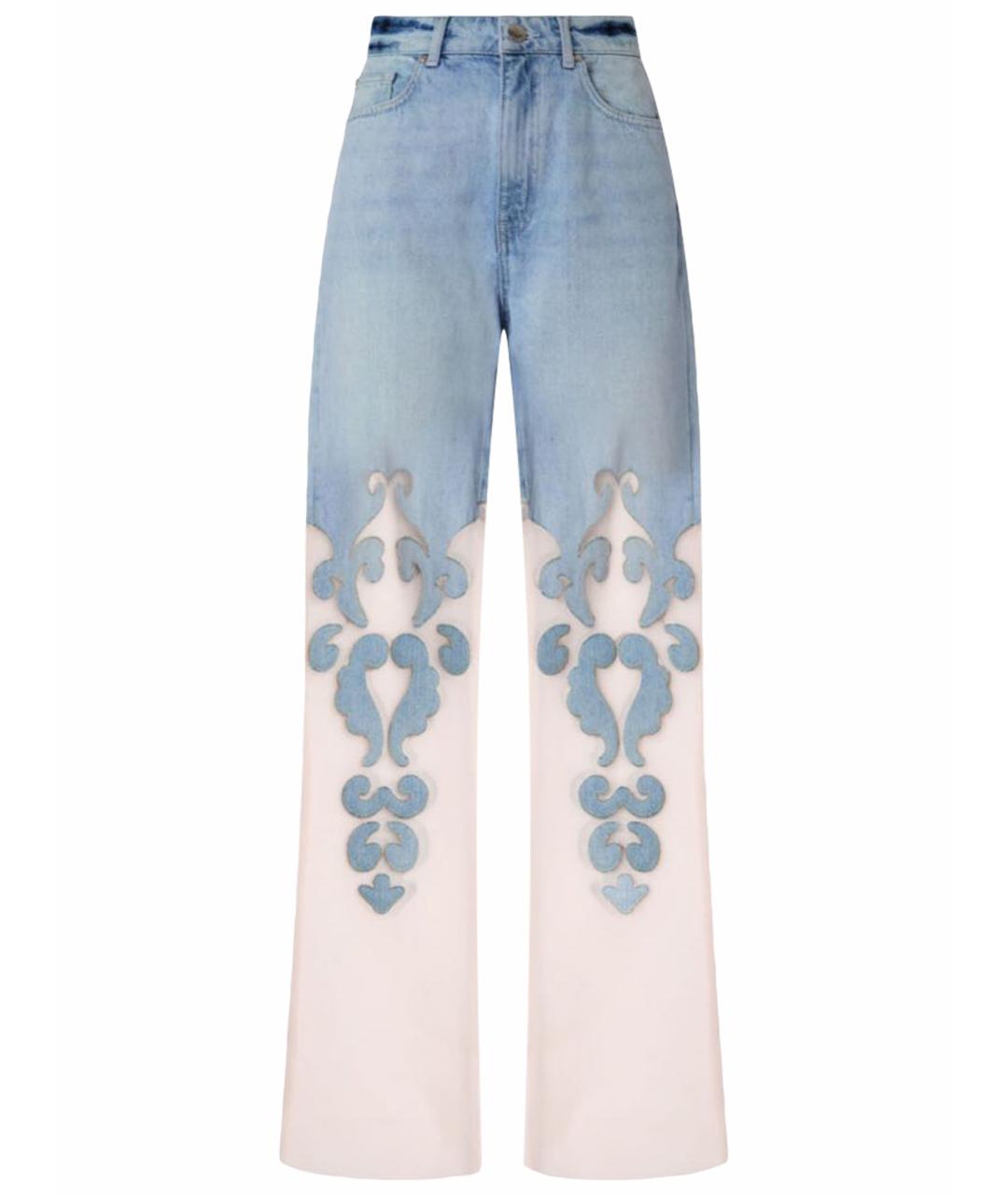 PINKO Голубые хлопко-полиэстеровые прямые джинсы, фото 1