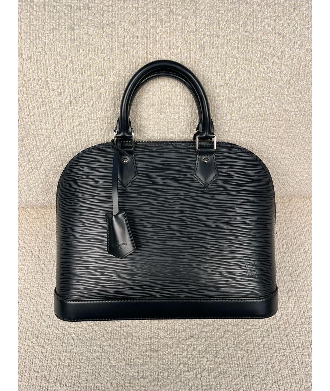 LOUIS VUITTON Черная кожаная сумка с короткими ручками, фото 9