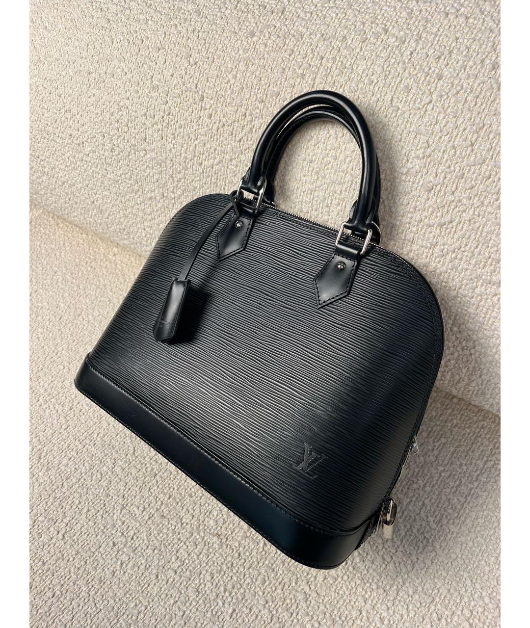 LOUIS VUITTON Черная кожаная сумка с короткими ручками, фото 5