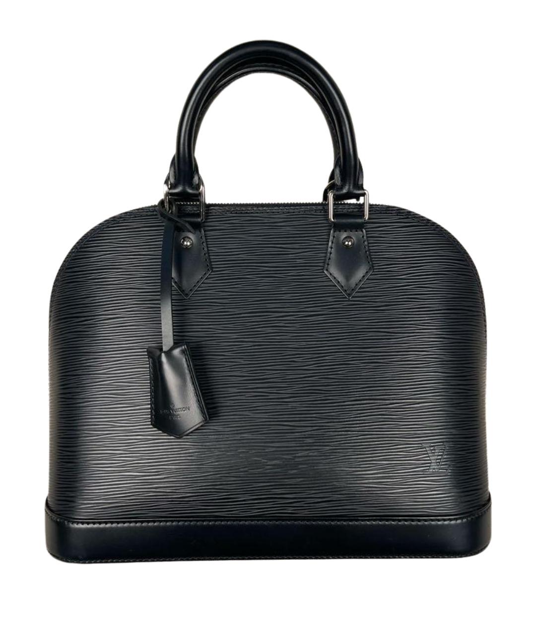 LOUIS VUITTON Черная кожаная сумка с короткими ручками, фото 1