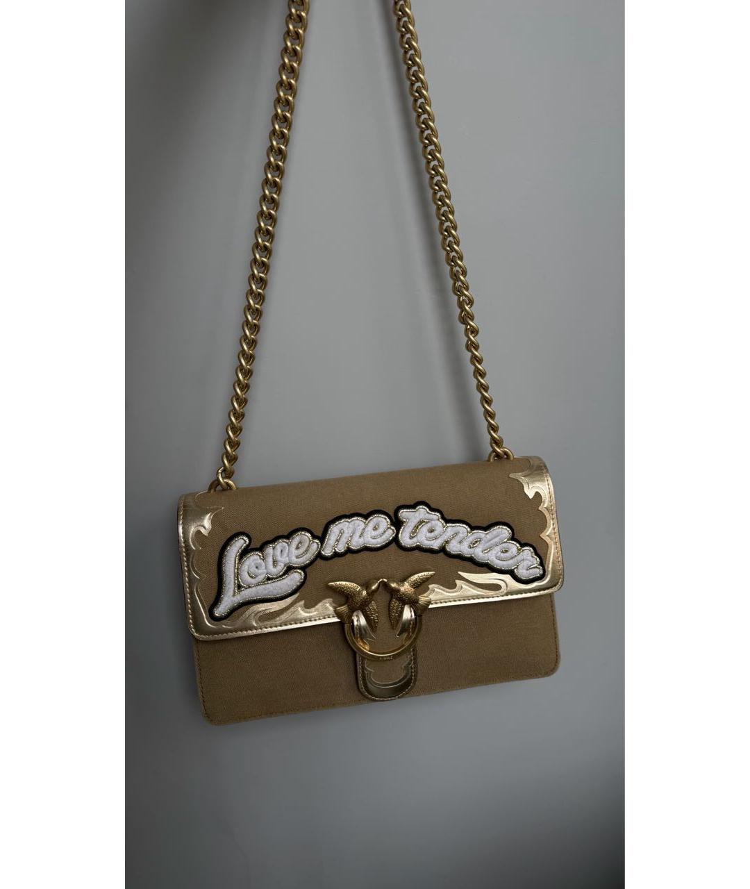 PINKO Бежевая деним сумка через плечо, фото 5