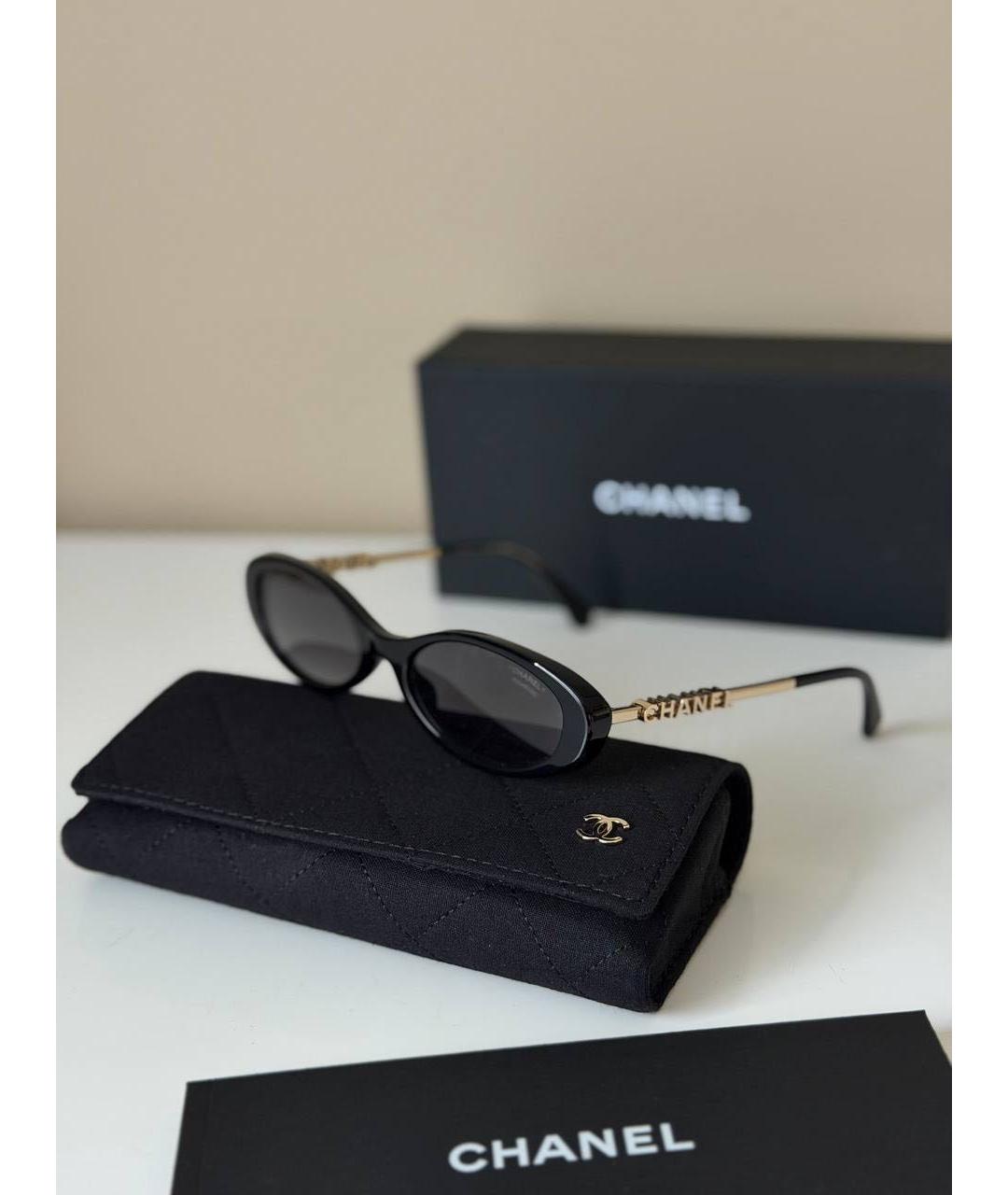 CHANEL Черные пластиковые солнцезащитные очки, фото 4