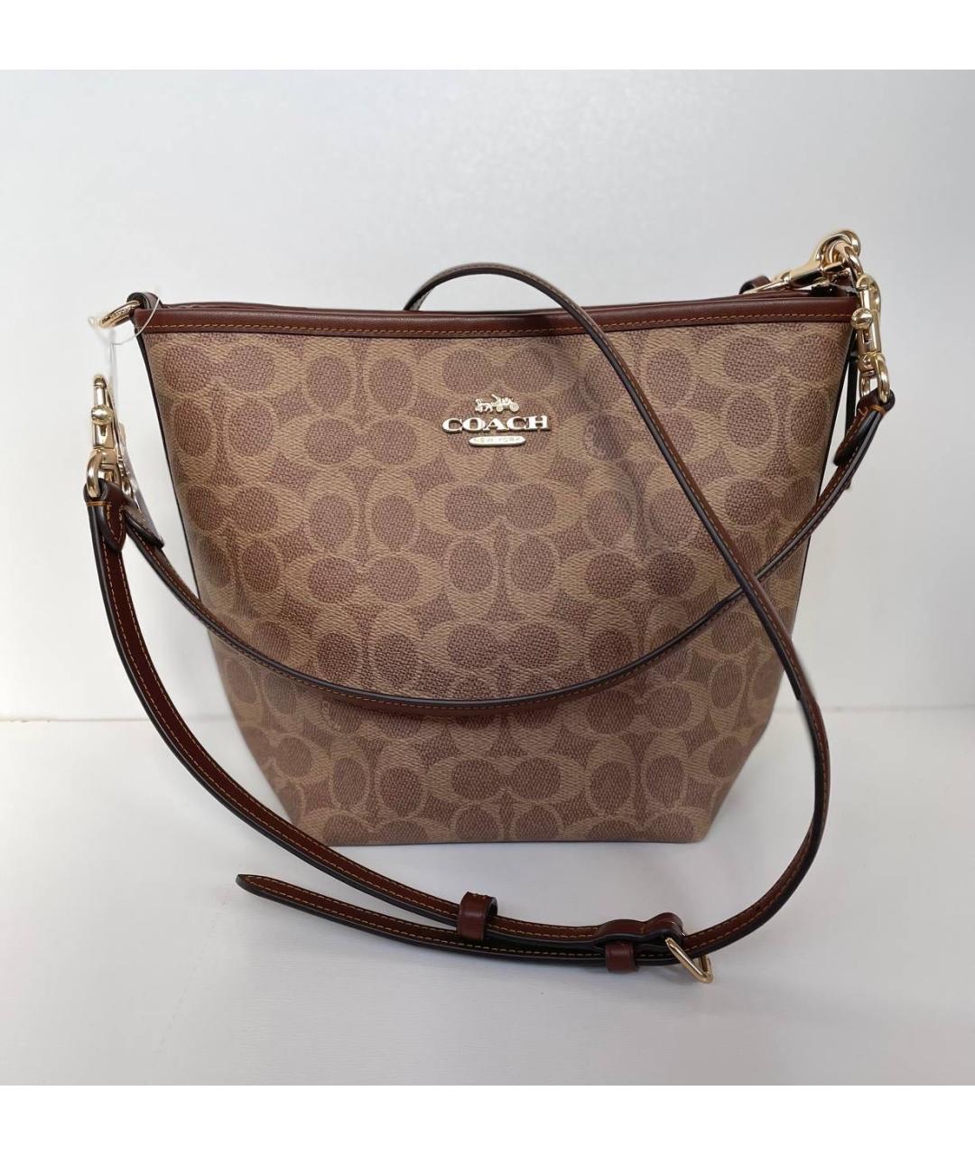 COACH Коричневая сумка через плечо из искусственной кожи, фото 5