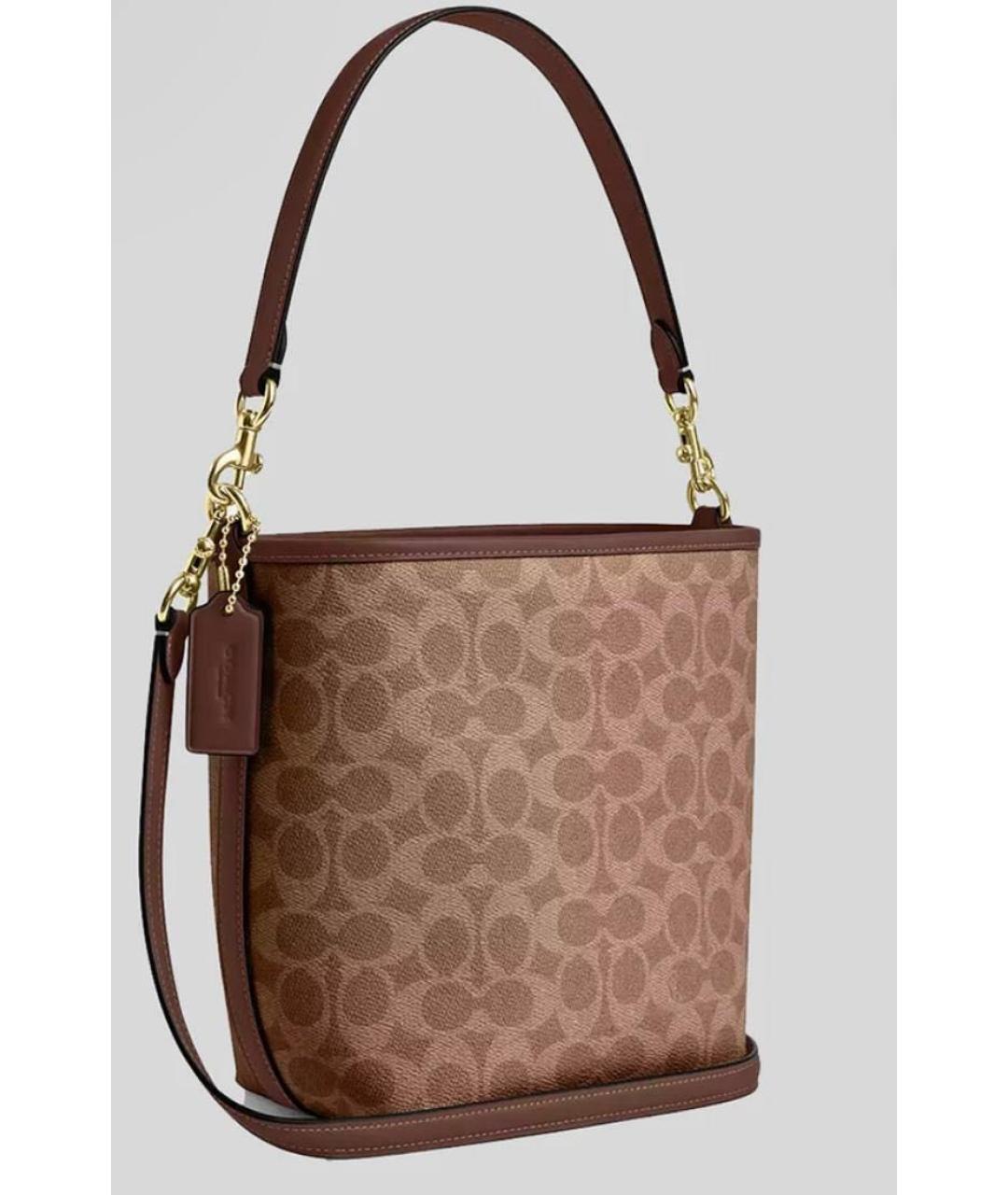 COACH Коричневая сумка через плечо из искусственной кожи, фото 4