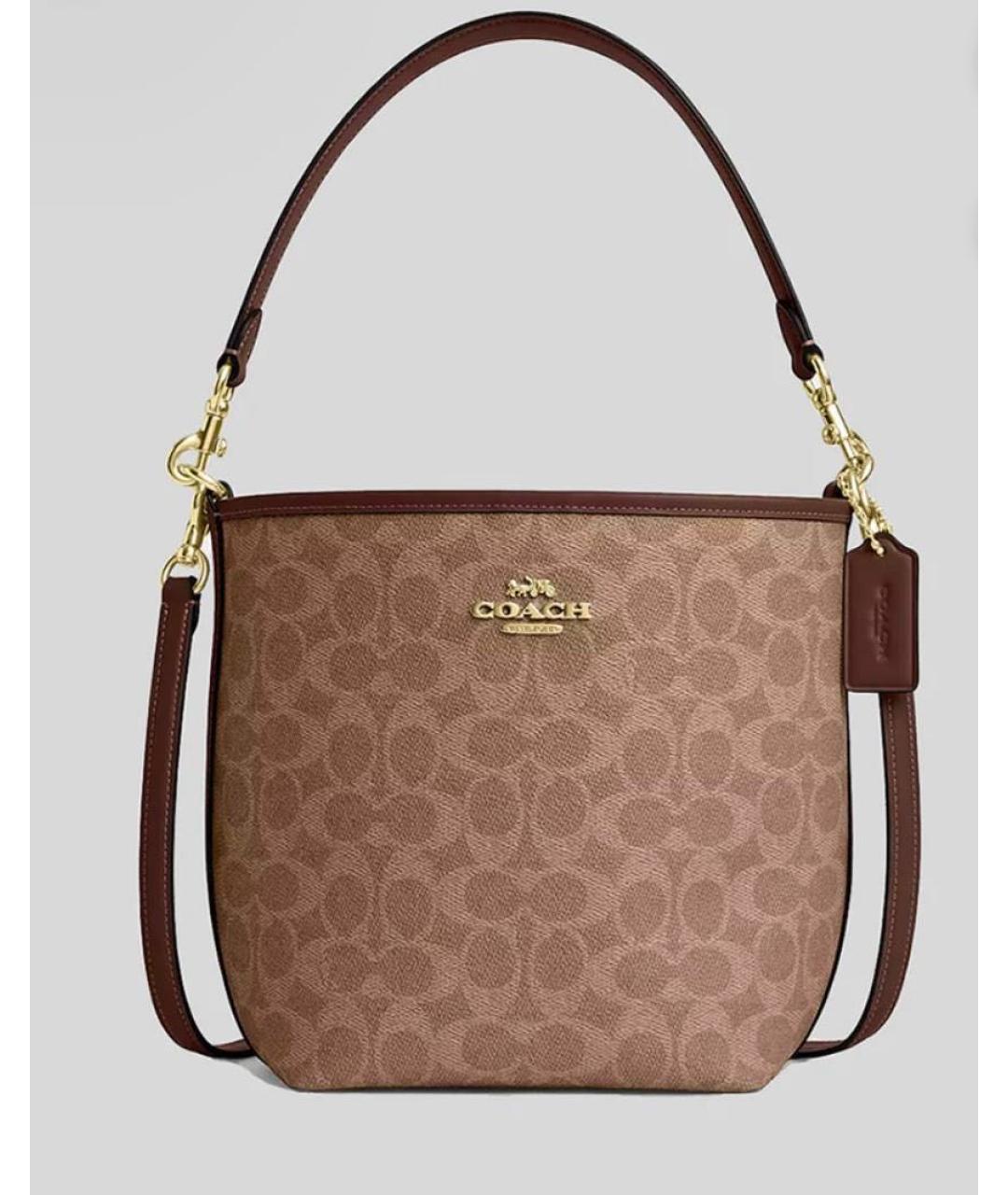 COACH Коричневая сумка через плечо из искусственной кожи, фото 8