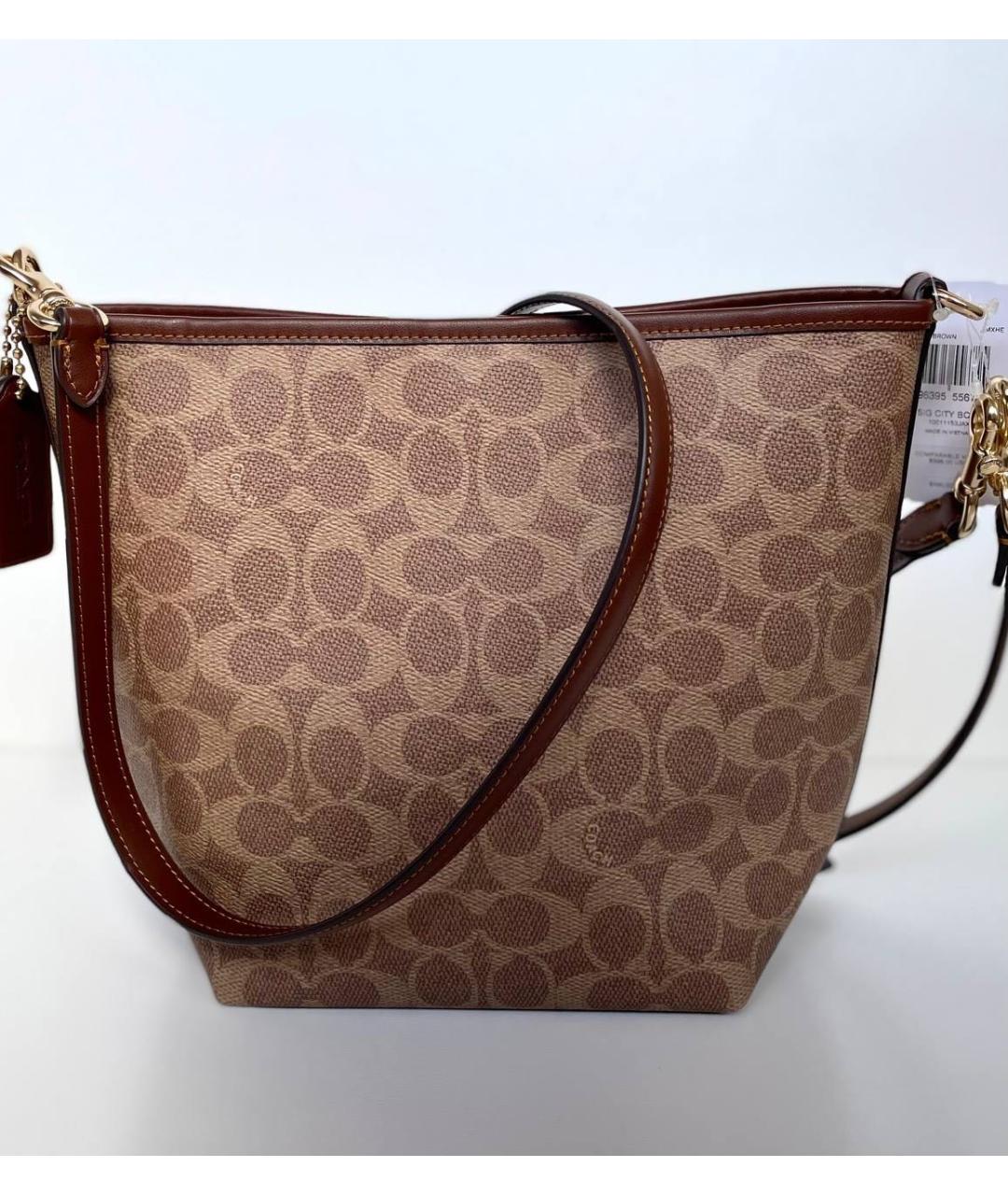 COACH Коричневая сумка через плечо из искусственной кожи, фото 3