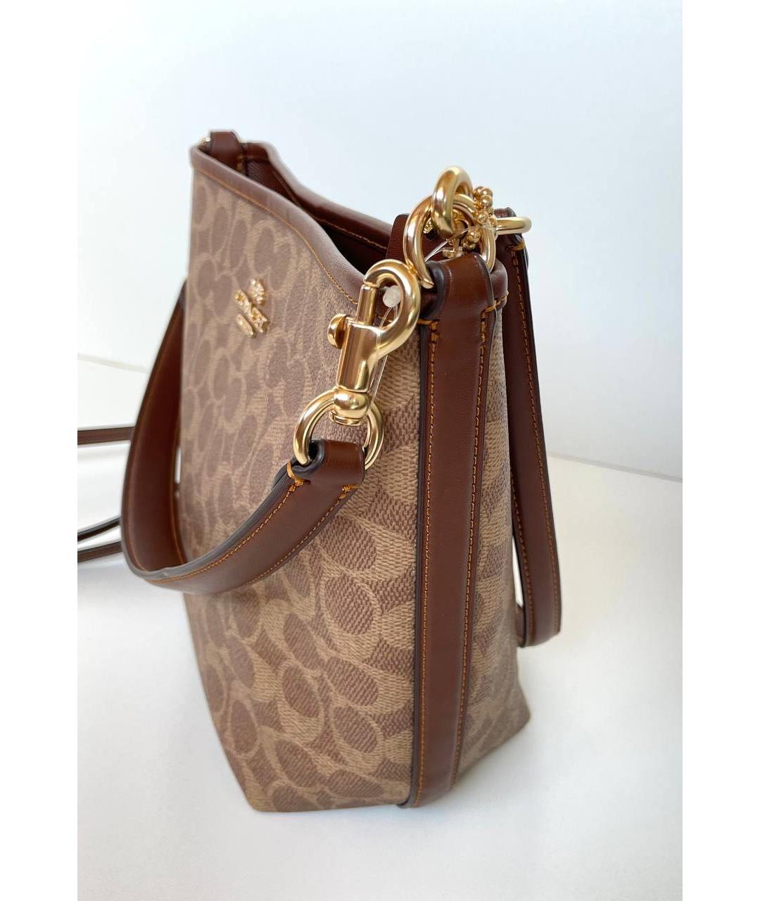 COACH Коричневая сумка через плечо из искусственной кожи, фото 6