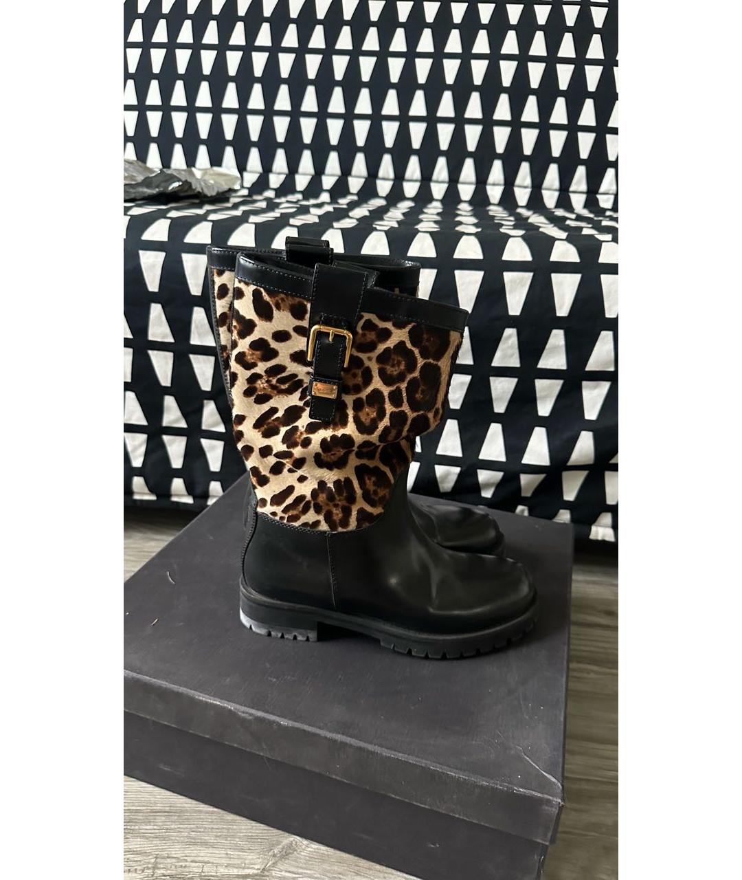 DOLCE&GABBANA Черные кожаные сапоги, фото 6