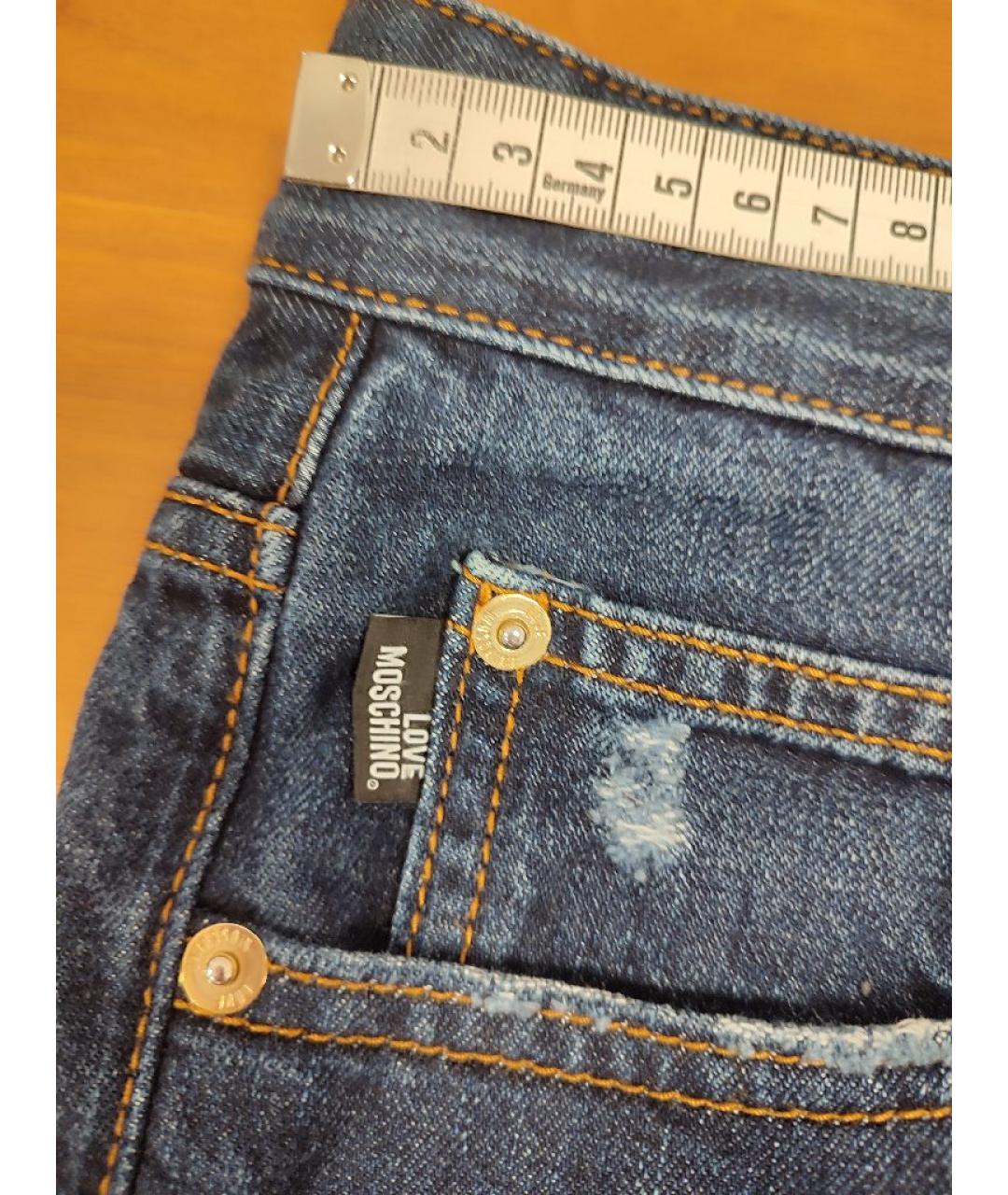 LOVE MOSCHINO Темно-синие хлопковые прямые джинсы, фото 5