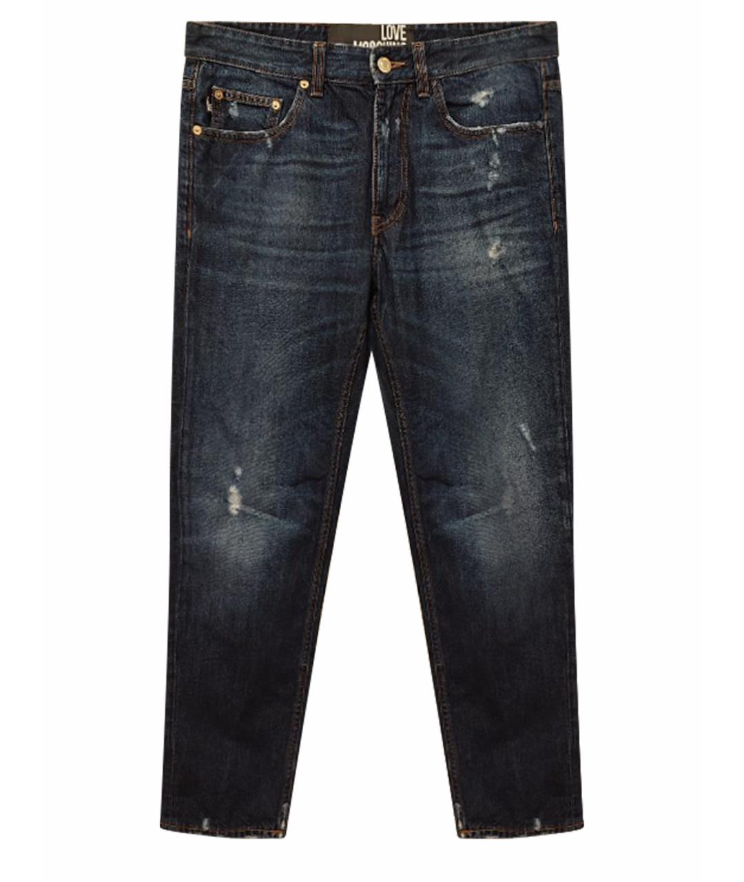LOVE MOSCHINO Темно-синие хлопковые прямые джинсы, фото 1