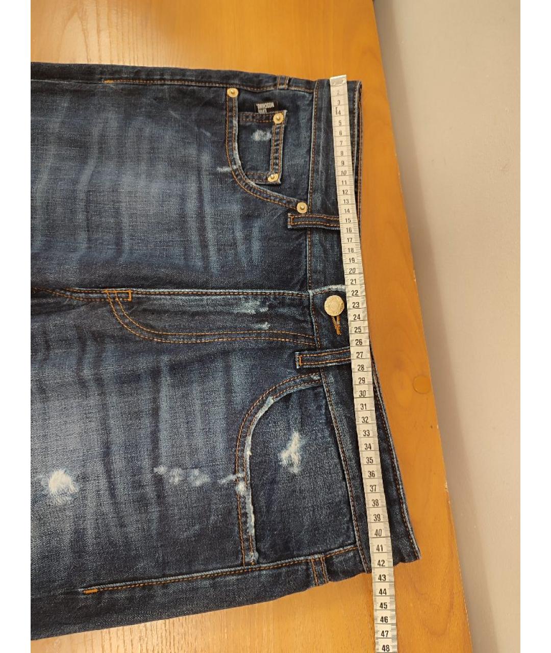 LOVE MOSCHINO Темно-синие хлопковые прямые джинсы, фото 6