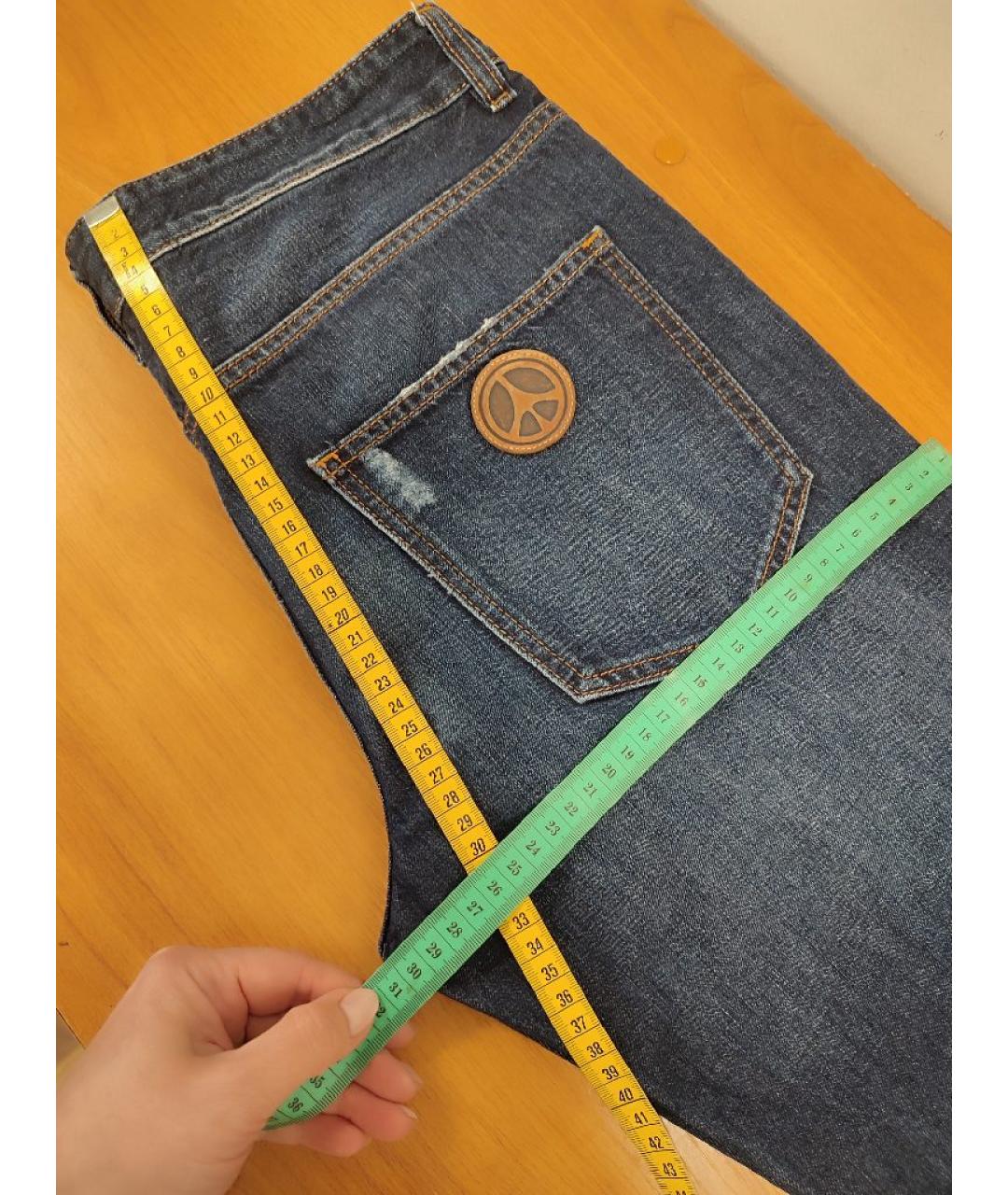 LOVE MOSCHINO Темно-синие хлопковые прямые джинсы, фото 7