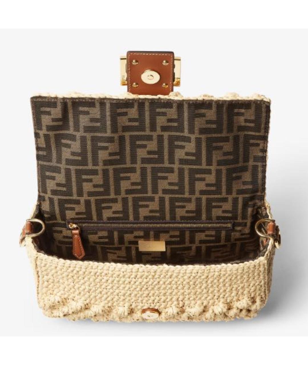 FENDI Бежевая пелетеная сумка через плечо, фото 4