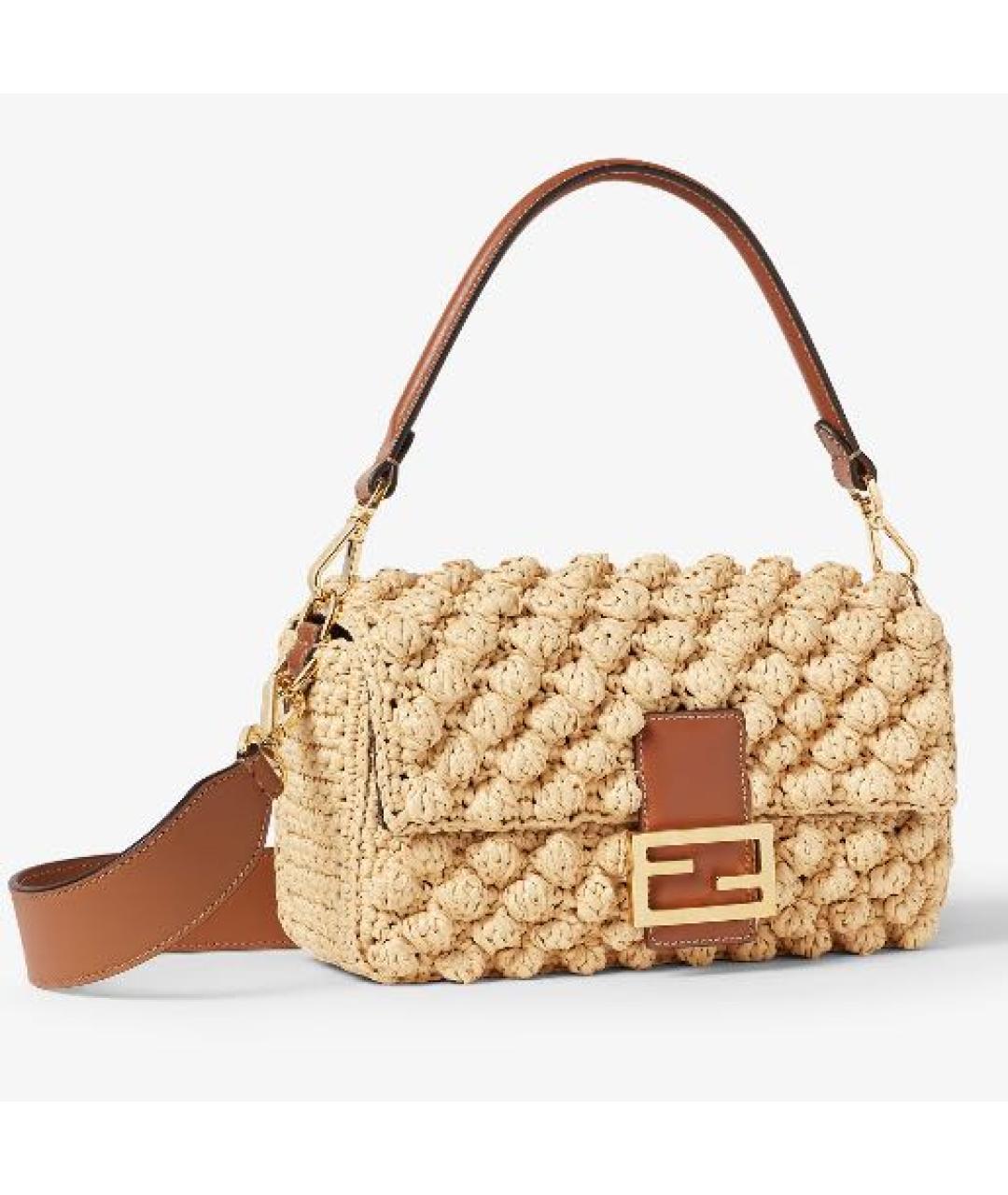 FENDI Бежевая пелетеная сумка через плечо, фото 2