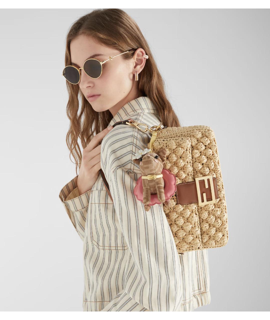 FENDI Бежевая пелетеная сумка через плечо, фото 6