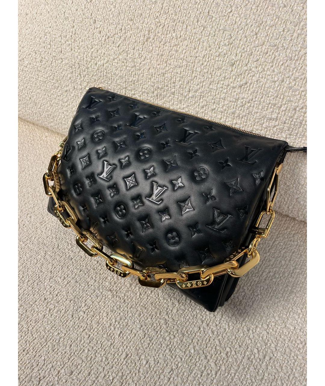 LOUIS VUITTON Черная кожаная сумка через плечо, фото 5