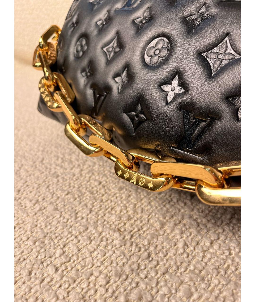 LOUIS VUITTON Черная кожаная сумка через плечо, фото 7