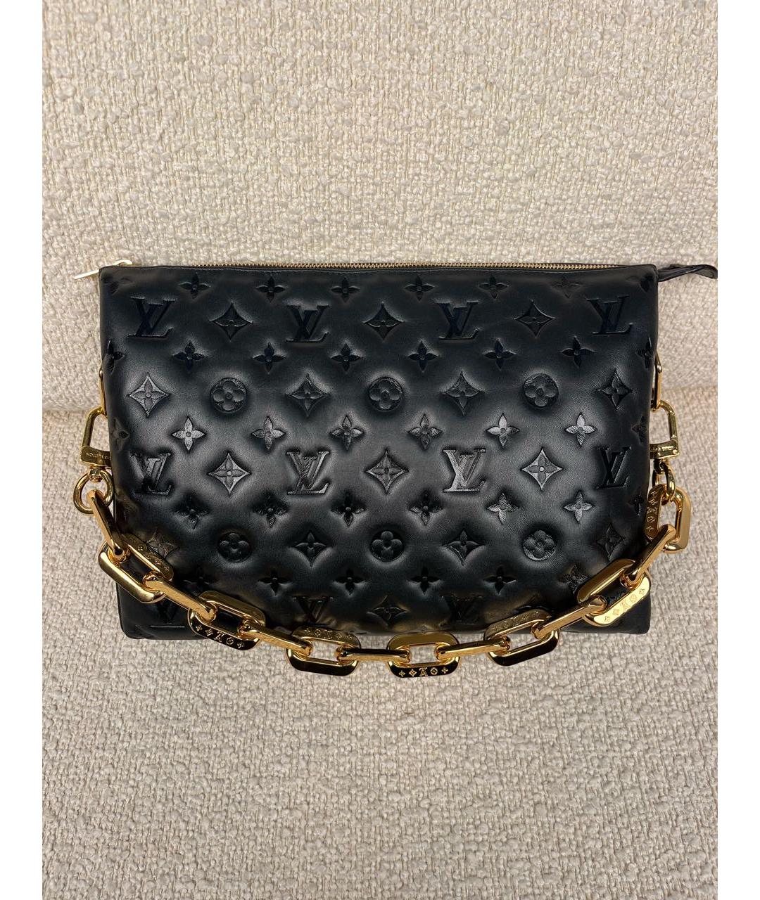 LOUIS VUITTON Черная кожаная сумка через плечо, фото 9