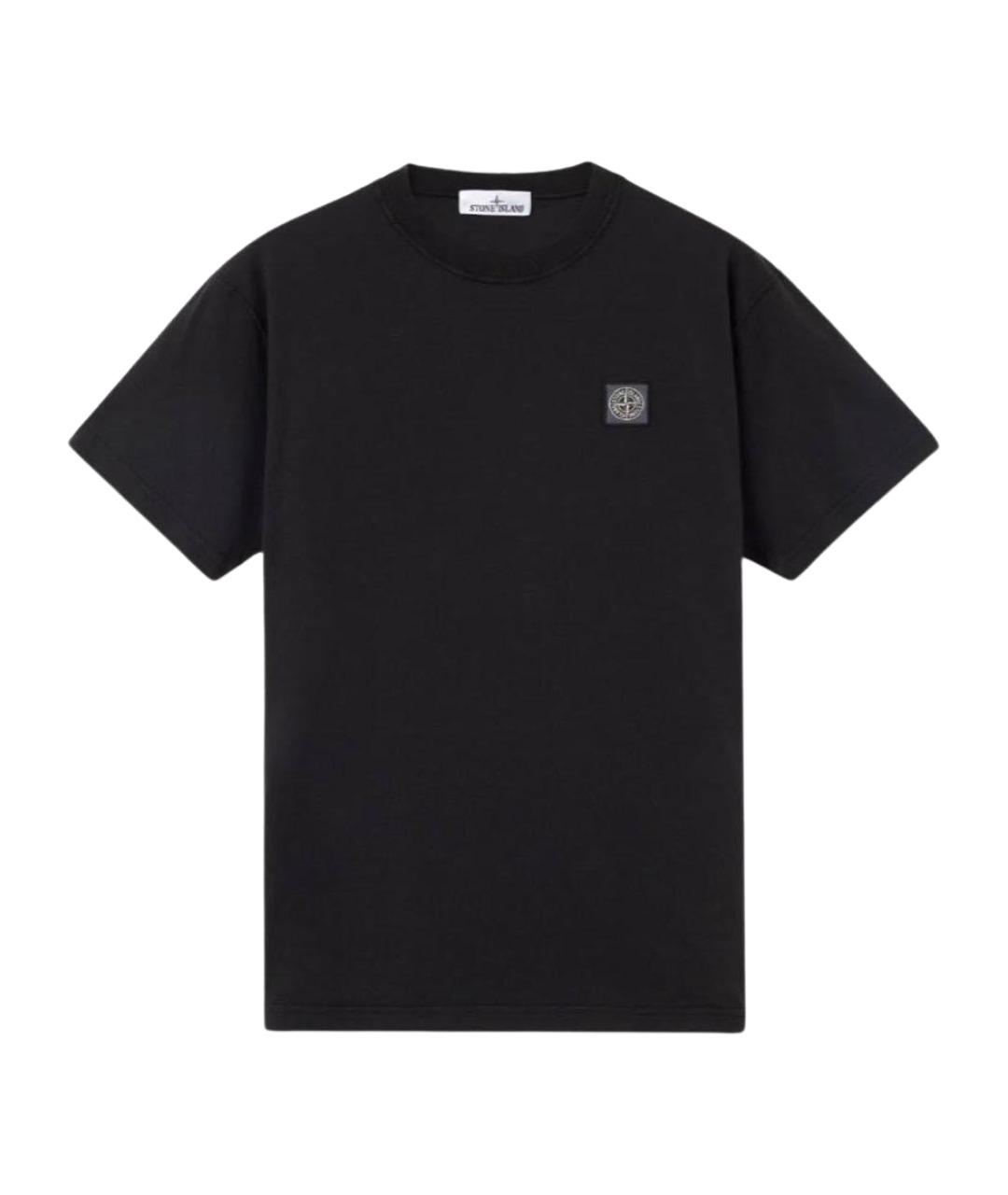 STONE ISLAND Черная хлопковая футболка, фото 1