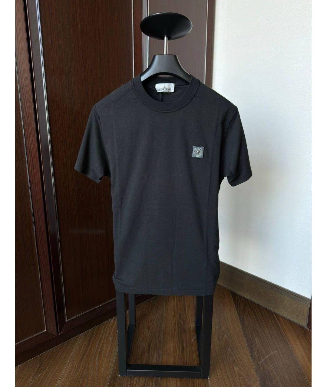STONE ISLAND Черная хлопковая футболка, фото 3