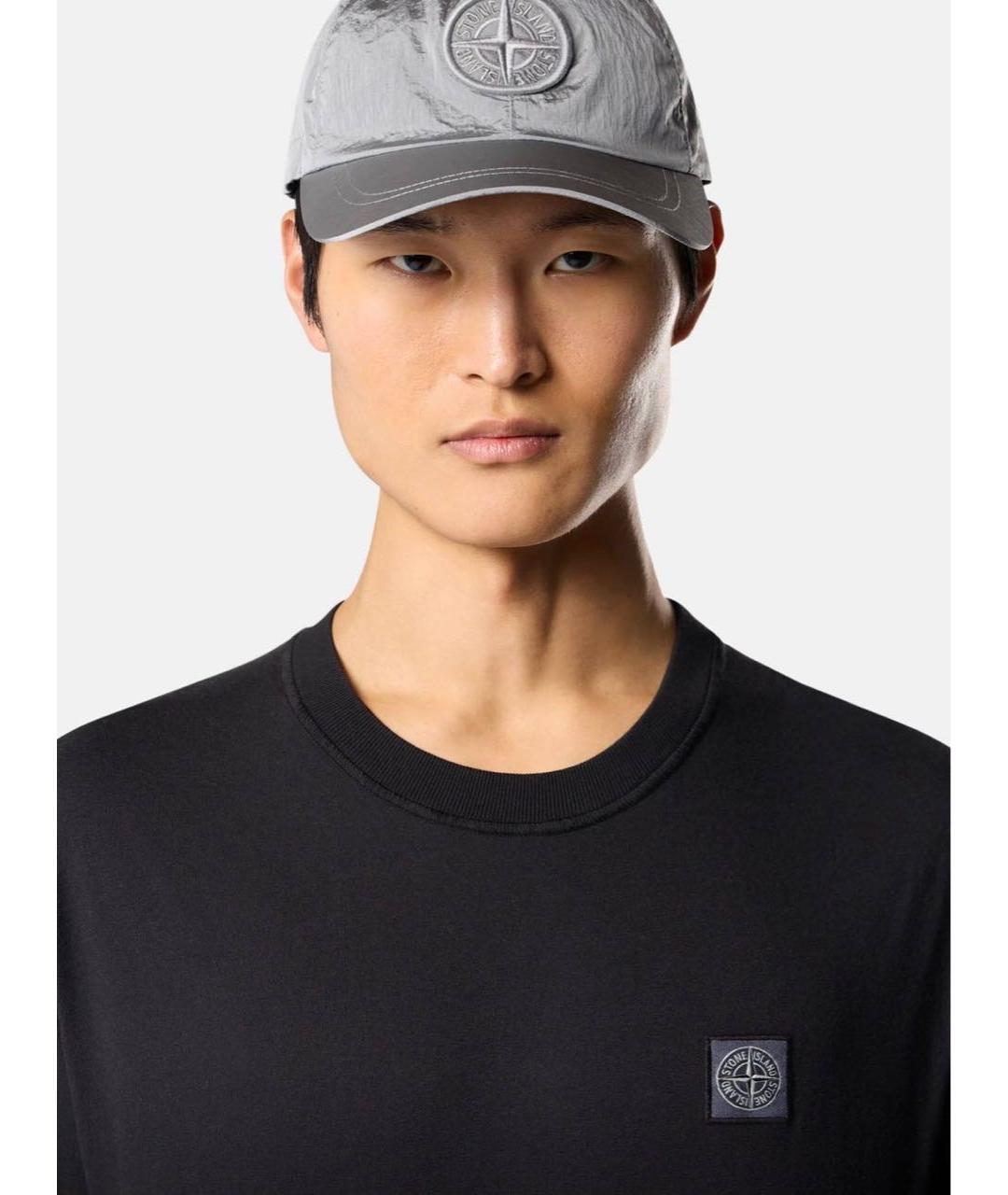 STONE ISLAND Черная хлопковая футболка, фото 4