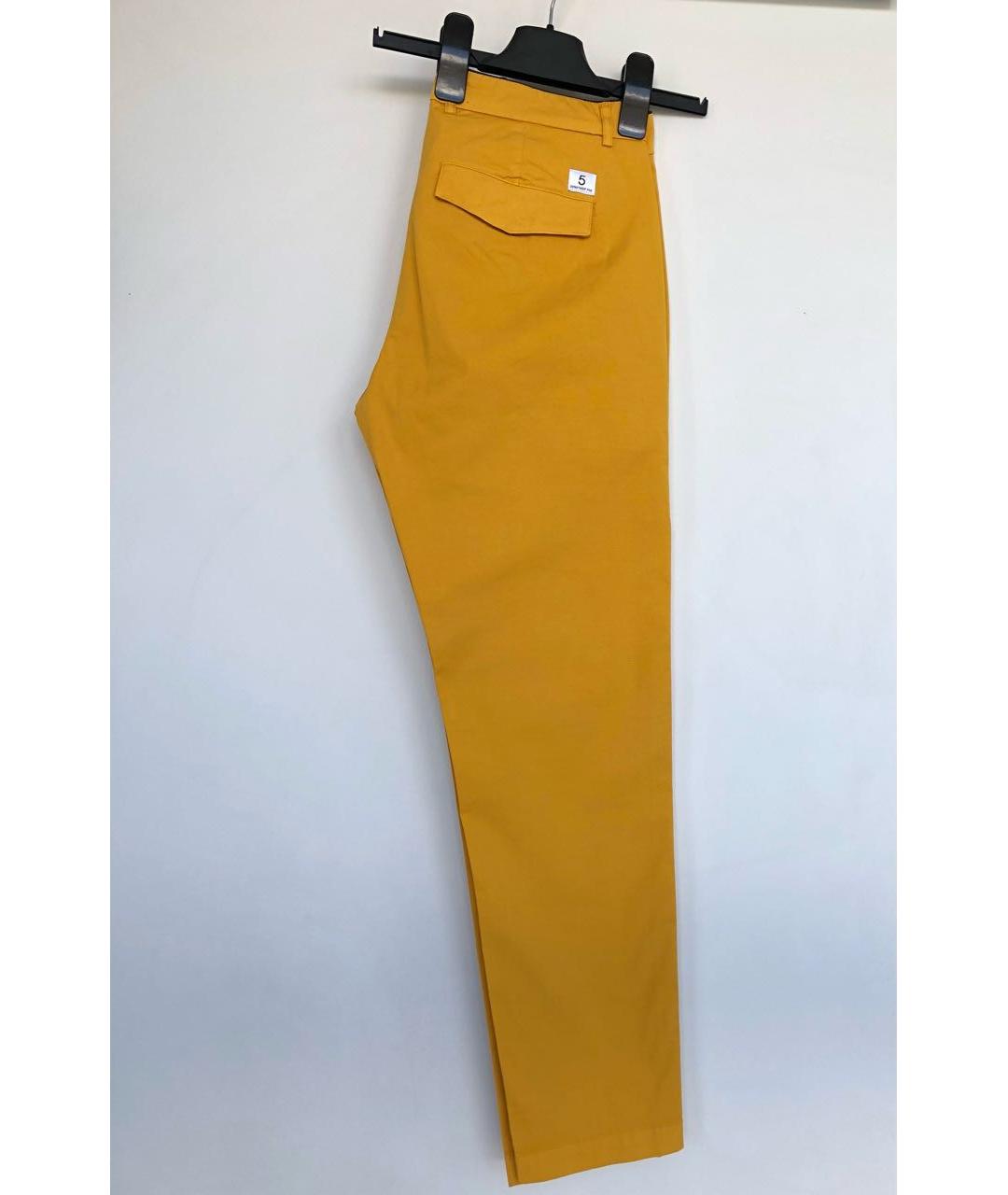 DEPARTMENT 5 Желтые хлопко-эластановые повседневные брюки, фото 2