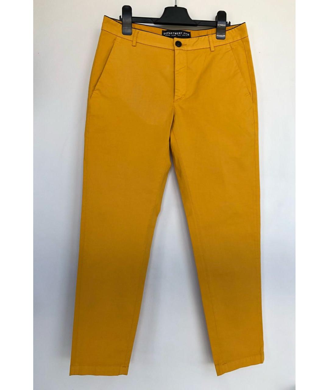 DEPARTMENT 5 Желтые хлопко-эластановые повседневные брюки, фото 7