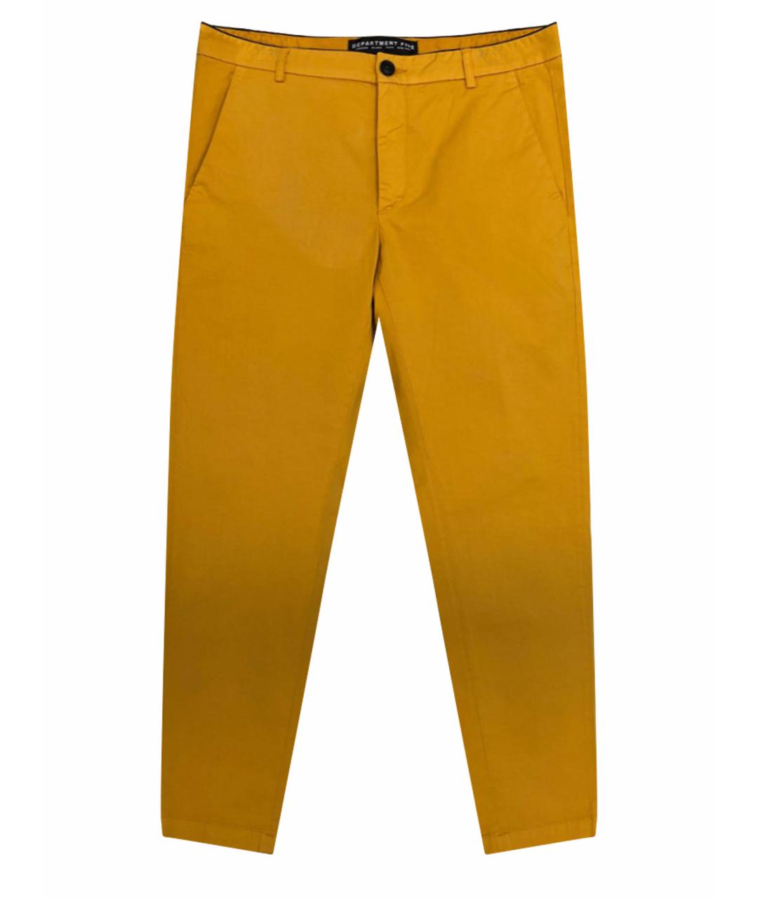 DEPARTMENT 5 Желтые хлопко-эластановые повседневные брюки, фото 1