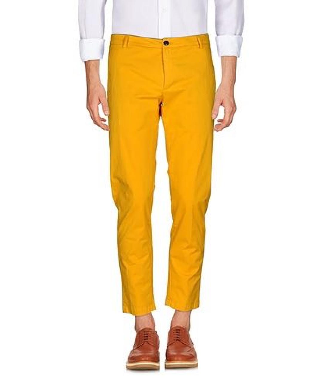 DEPARTMENT 5 Желтые хлопко-эластановые повседневные брюки, фото 6