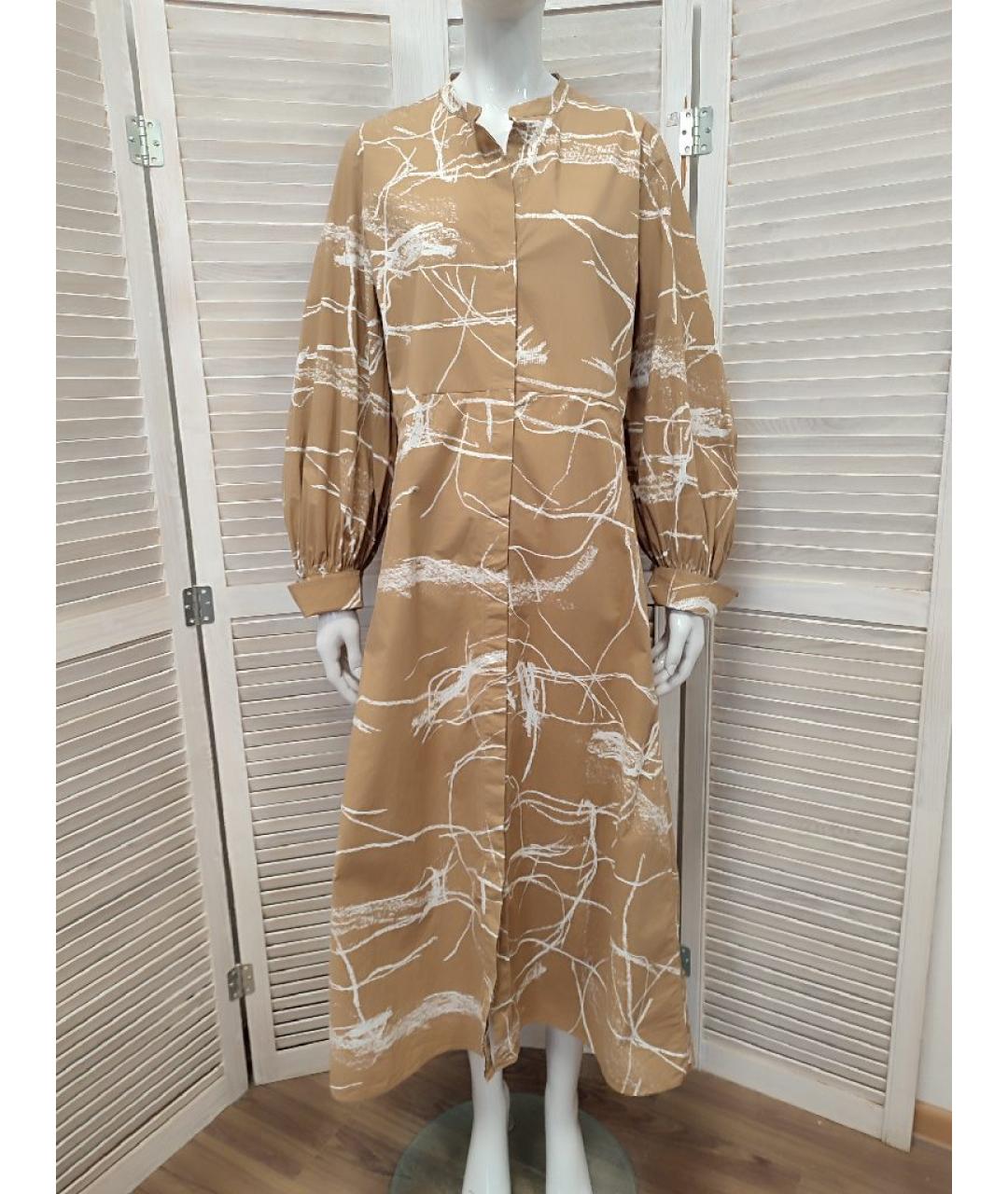 COS Бежевое хлопковое повседневное платье, фото 10