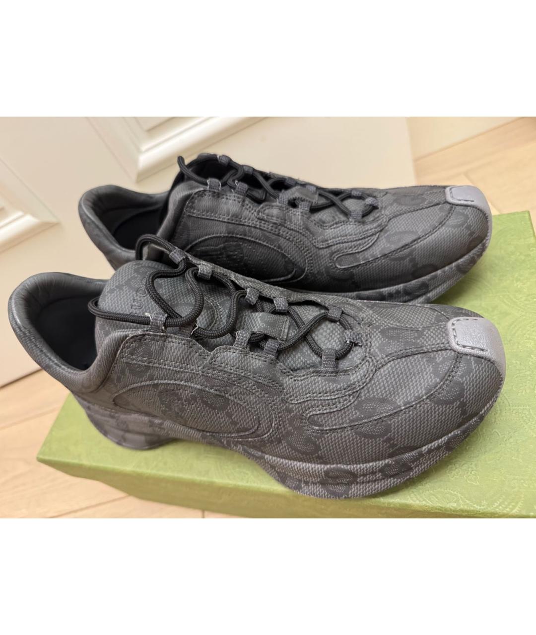 GUCCI Черные кожаные кроссовки, фото 4