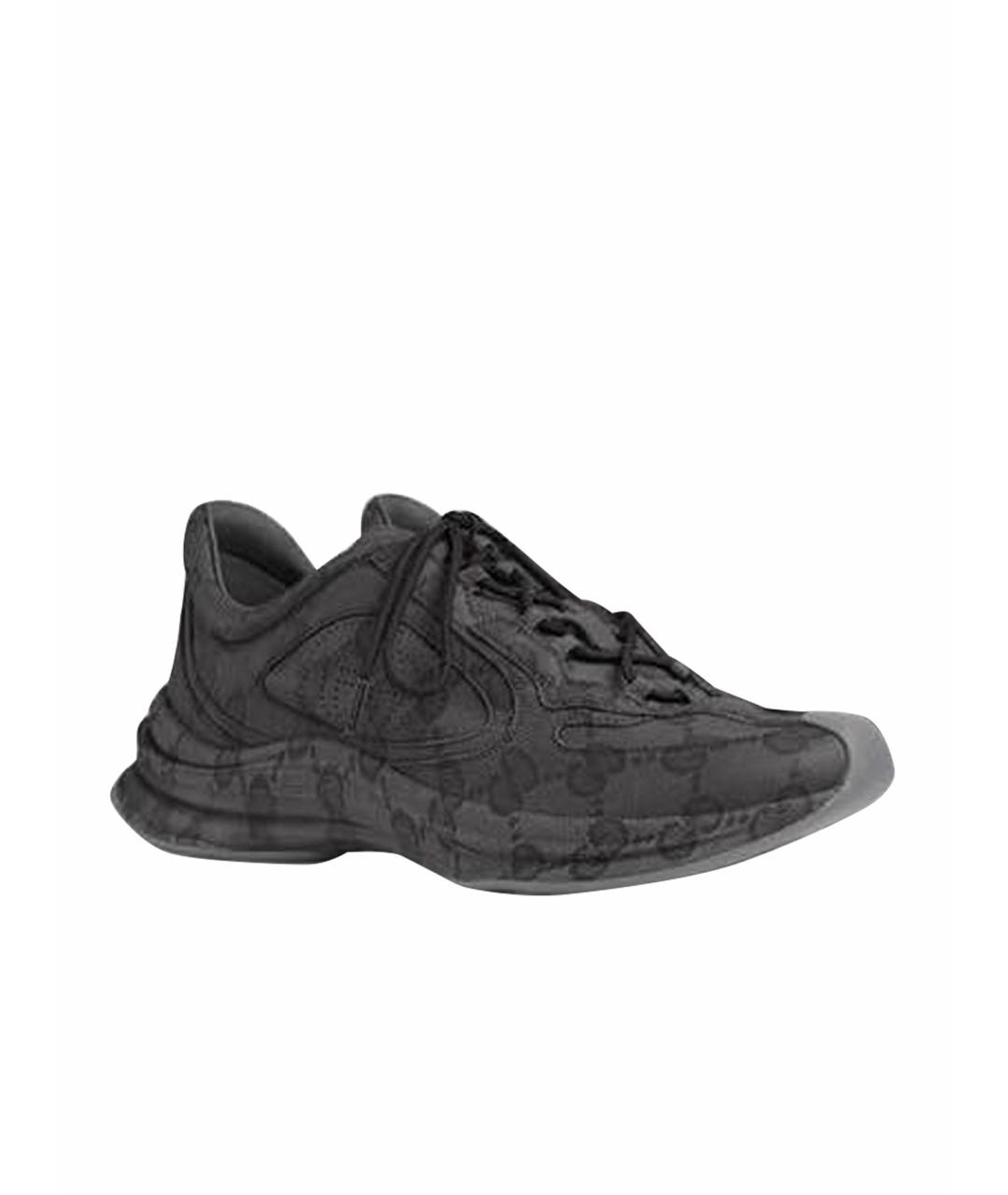 GUCCI Черные кожаные кроссовки, фото 1