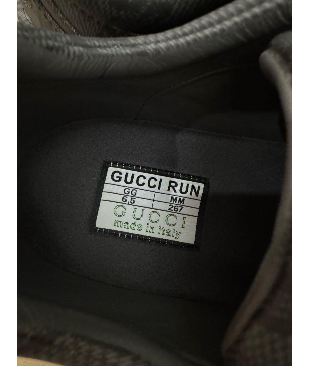 GUCCI Черные кожаные кроссовки, фото 7