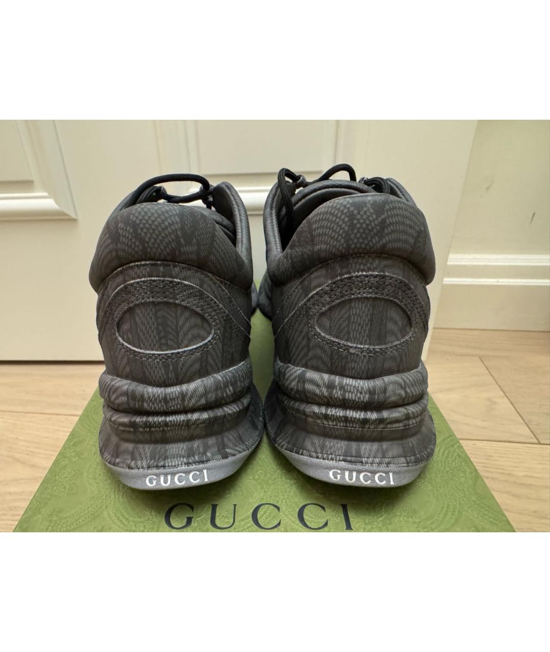 GUCCI Черные кожаные кроссовки, фото 5