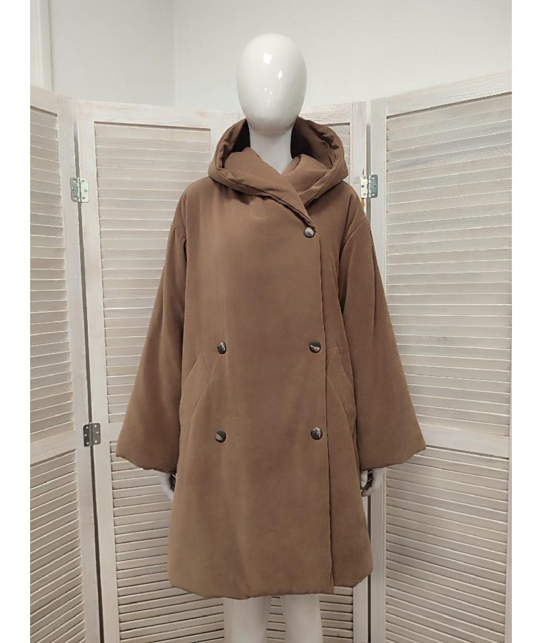 MAX MARA Коричневое полиэстеровое пальто, фото 10