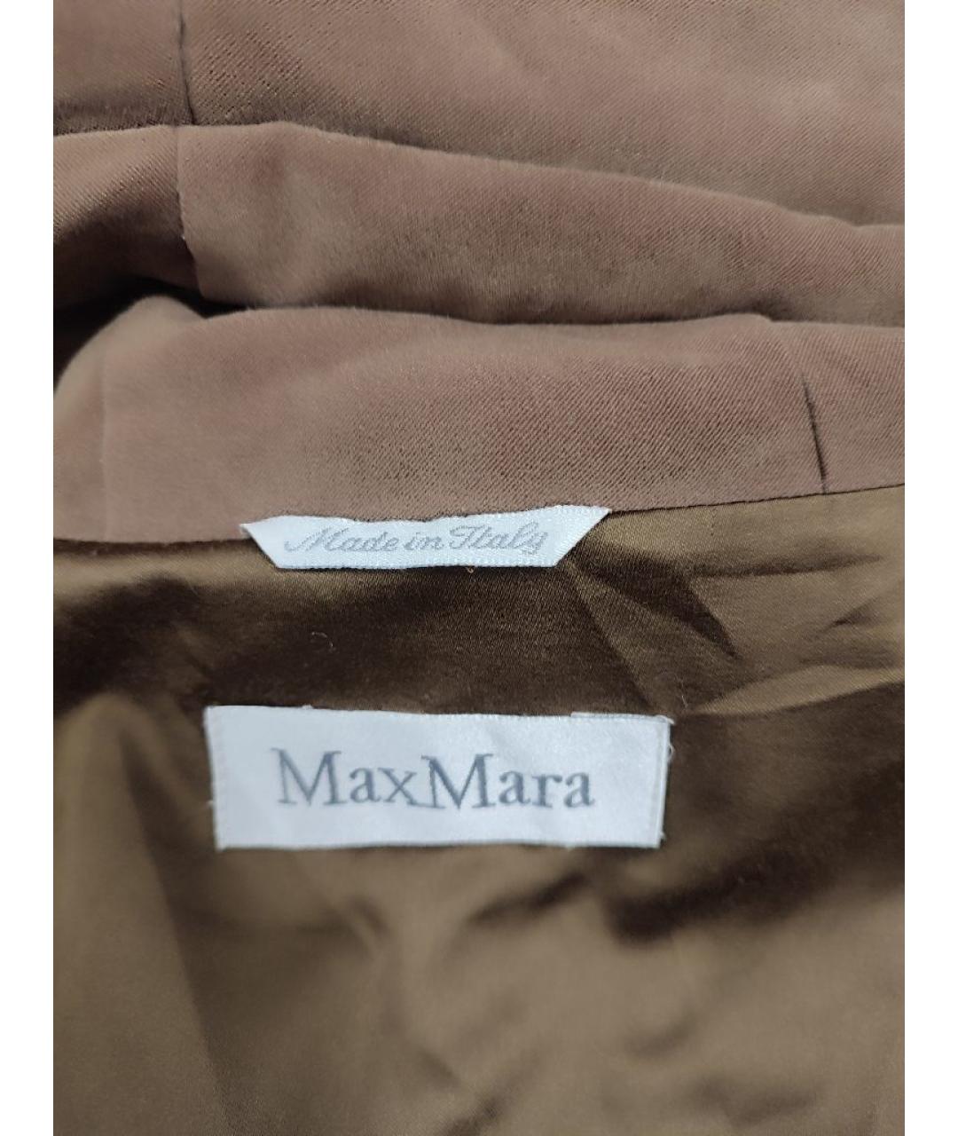 MAX MARA Коричневое полиэстеровое пальто, фото 3