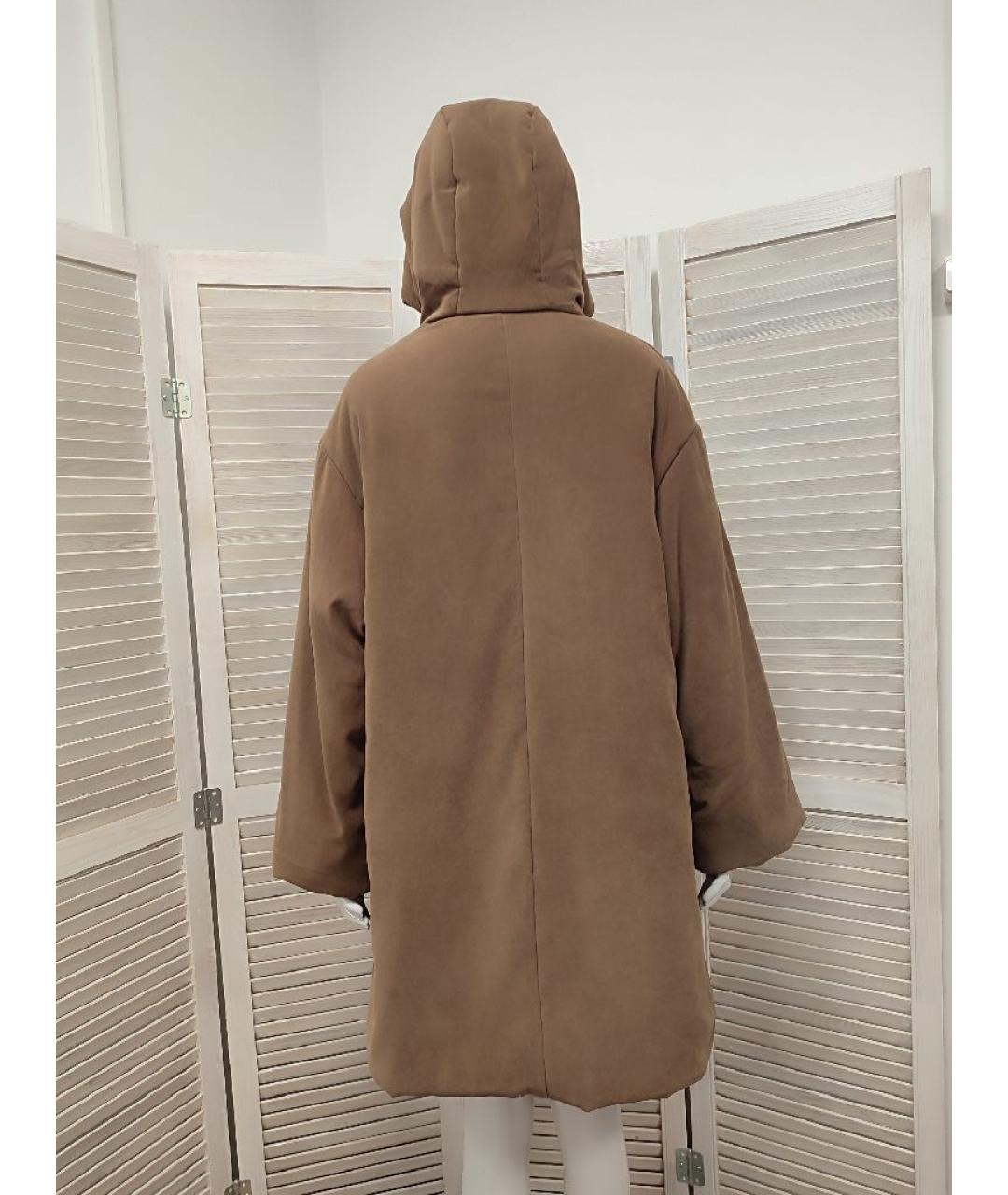 MAX MARA Коричневое полиэстеровое пальто, фото 2