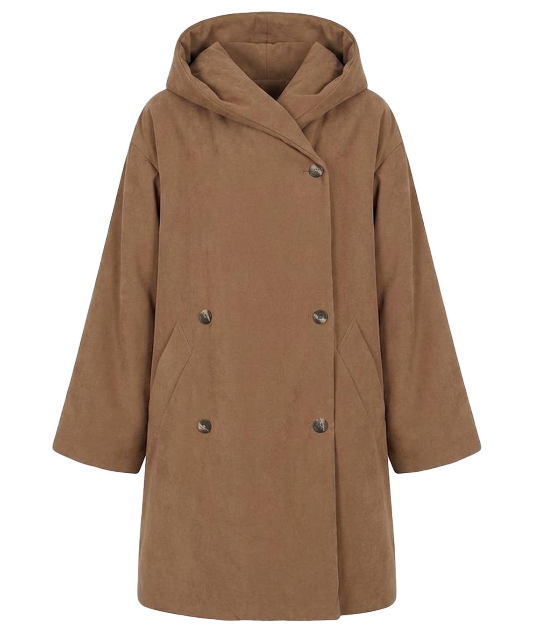 MAX MARA Коричневое полиэстеровое пальто, фото 1