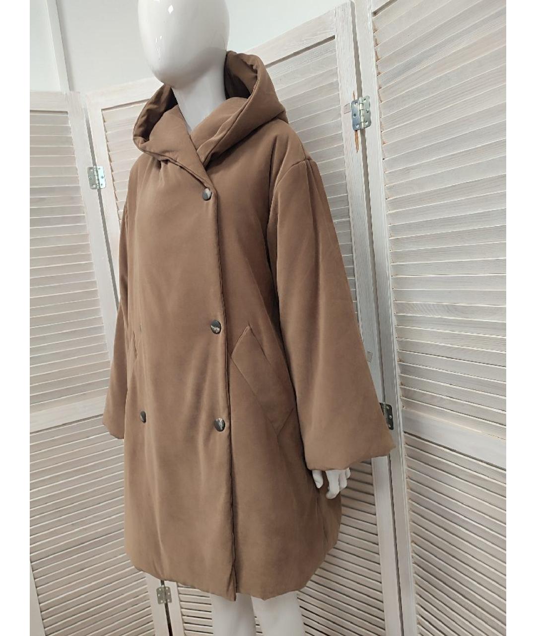 MAX MARA Коричневое полиэстеровое пальто, фото 5