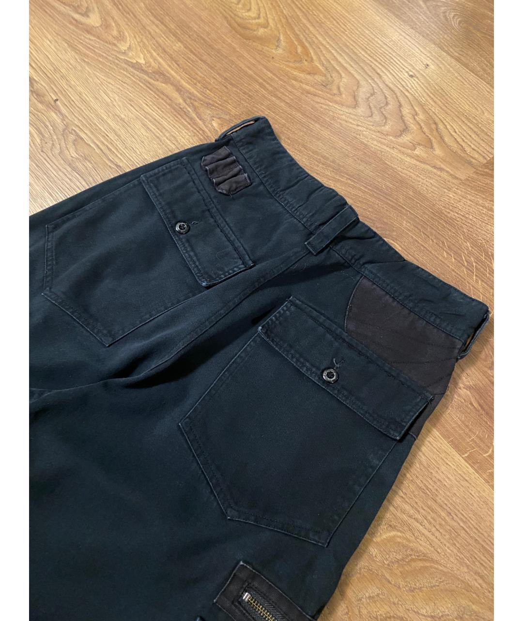 032C Черные хлопковые повседневные брюки, фото 4