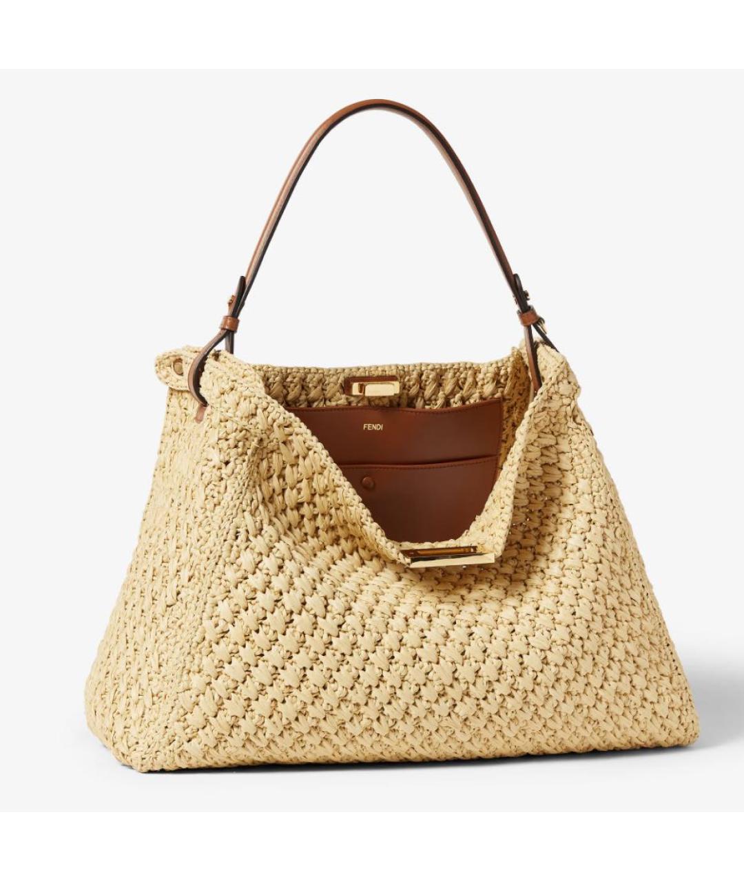 FENDI Бежевая пелетеная сумка через плечо, фото 3