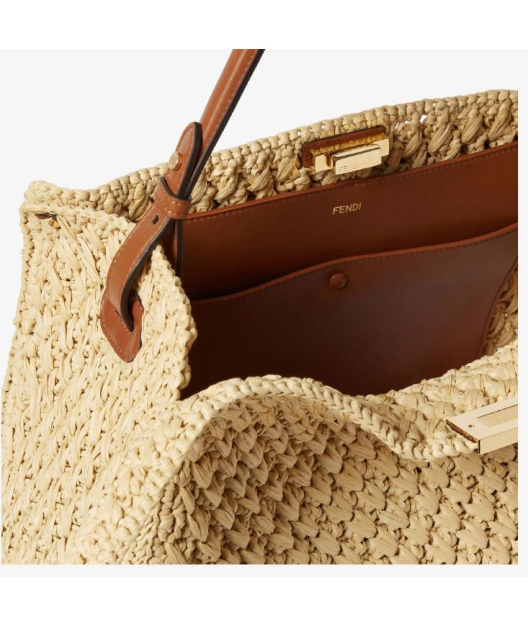 FENDI Бежевая пелетеная сумка через плечо, фото 5